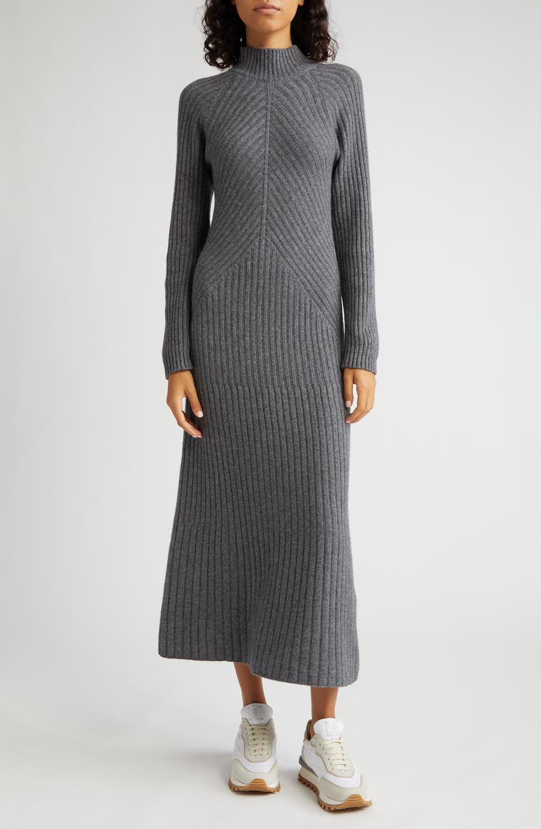 Eleventy Mock Neck Long Sleeve Rib Sweater Dress, Main, color,