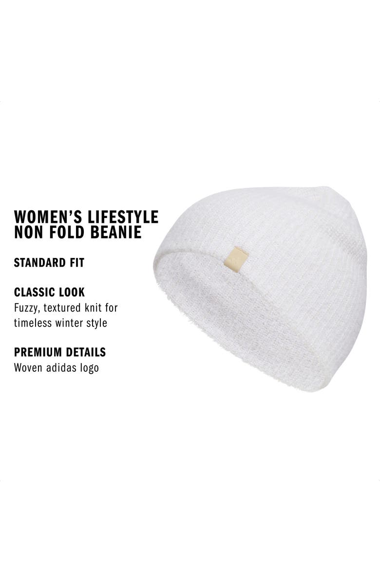 adidas Lifestyle Non-Fold Beanie, Alternate, color, White/Alumina Grey/ Hemp Beige