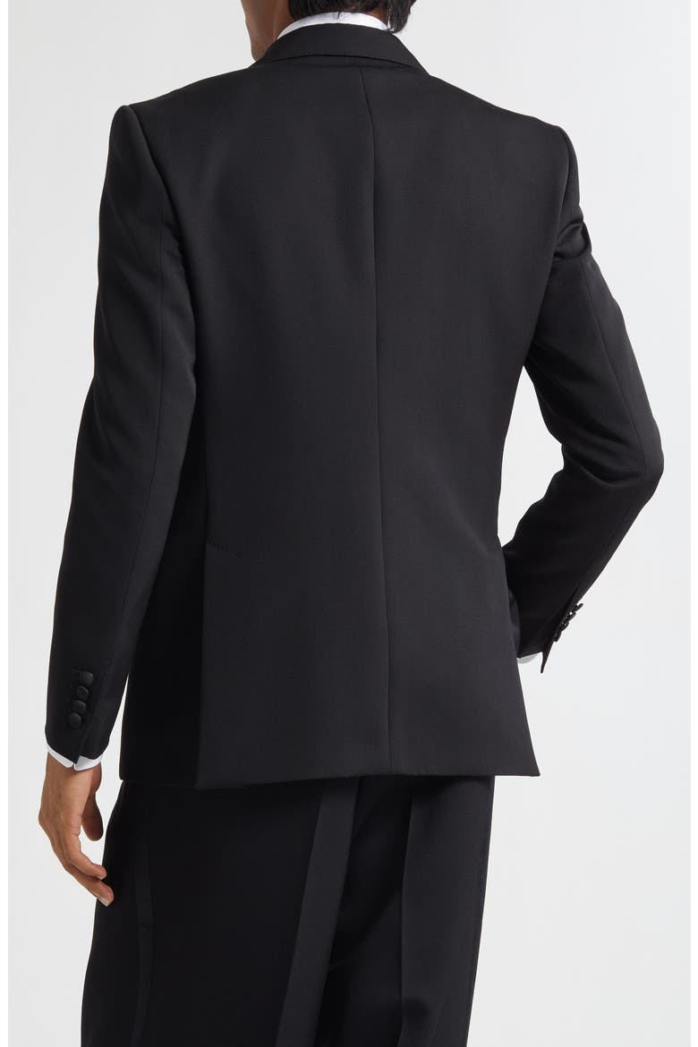 Double Breasted Virgin Wool & Silk Blend Blazer, Alternate, color, N0000 NERO
