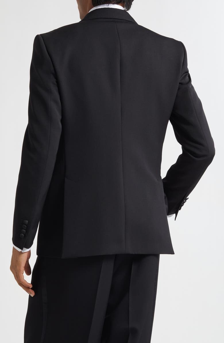 Dolce&Gabbana Double Breasted Virgin Wool & Silk Blend Blazer, Alternate, color, N0000 Nero