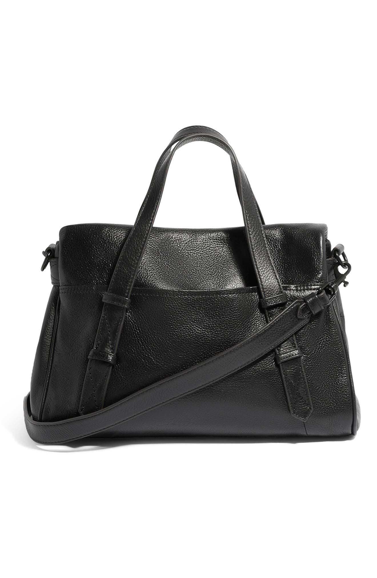 AIMEE Bali Double Entry Leather Satchel, Alternate, color, Black Vintage