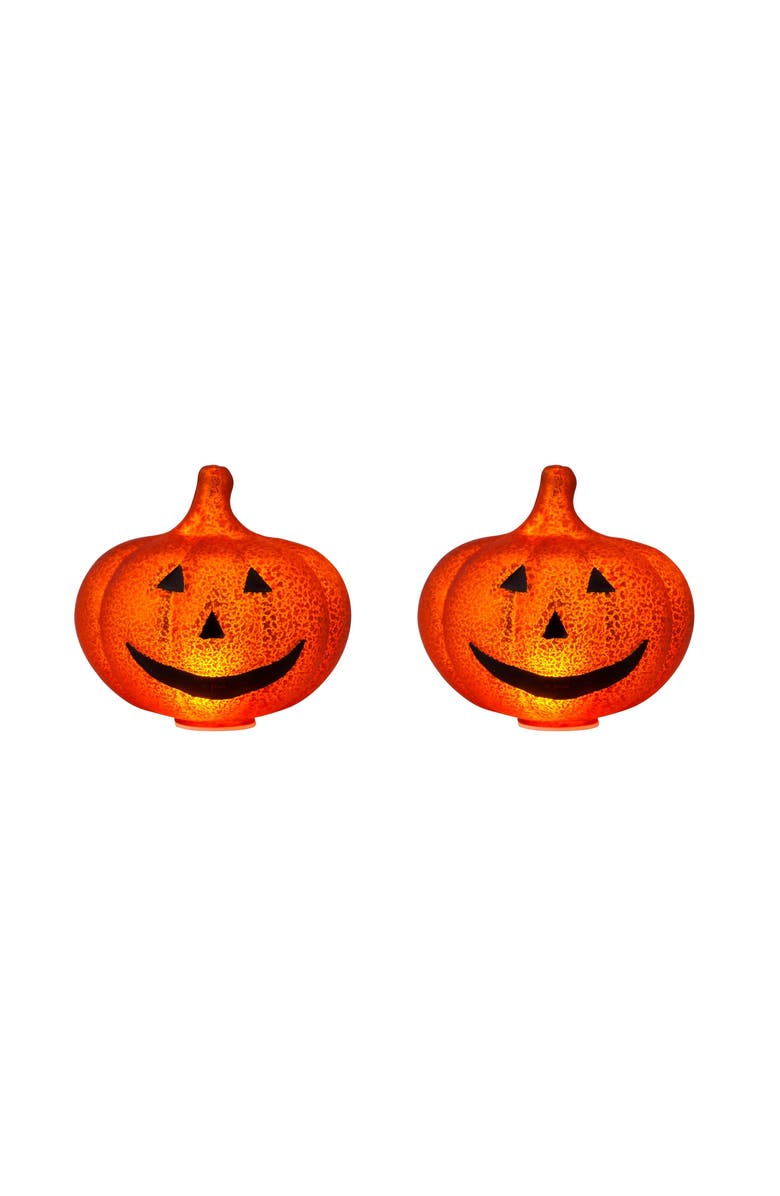 Mr. Halloween Set of 2 Mini Mercury Glass Jack-O-Lanterns, Main, color, Multicolor