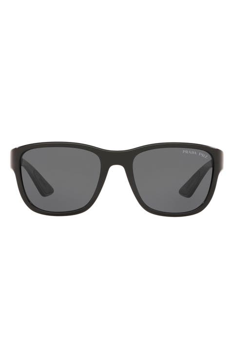 Prada Sport 55mm Polarized Rectangular Sunglasses