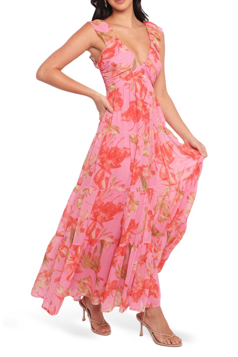 Matteah Floral Print A-Line Dress, Main, color, TROPICAL FLORAL