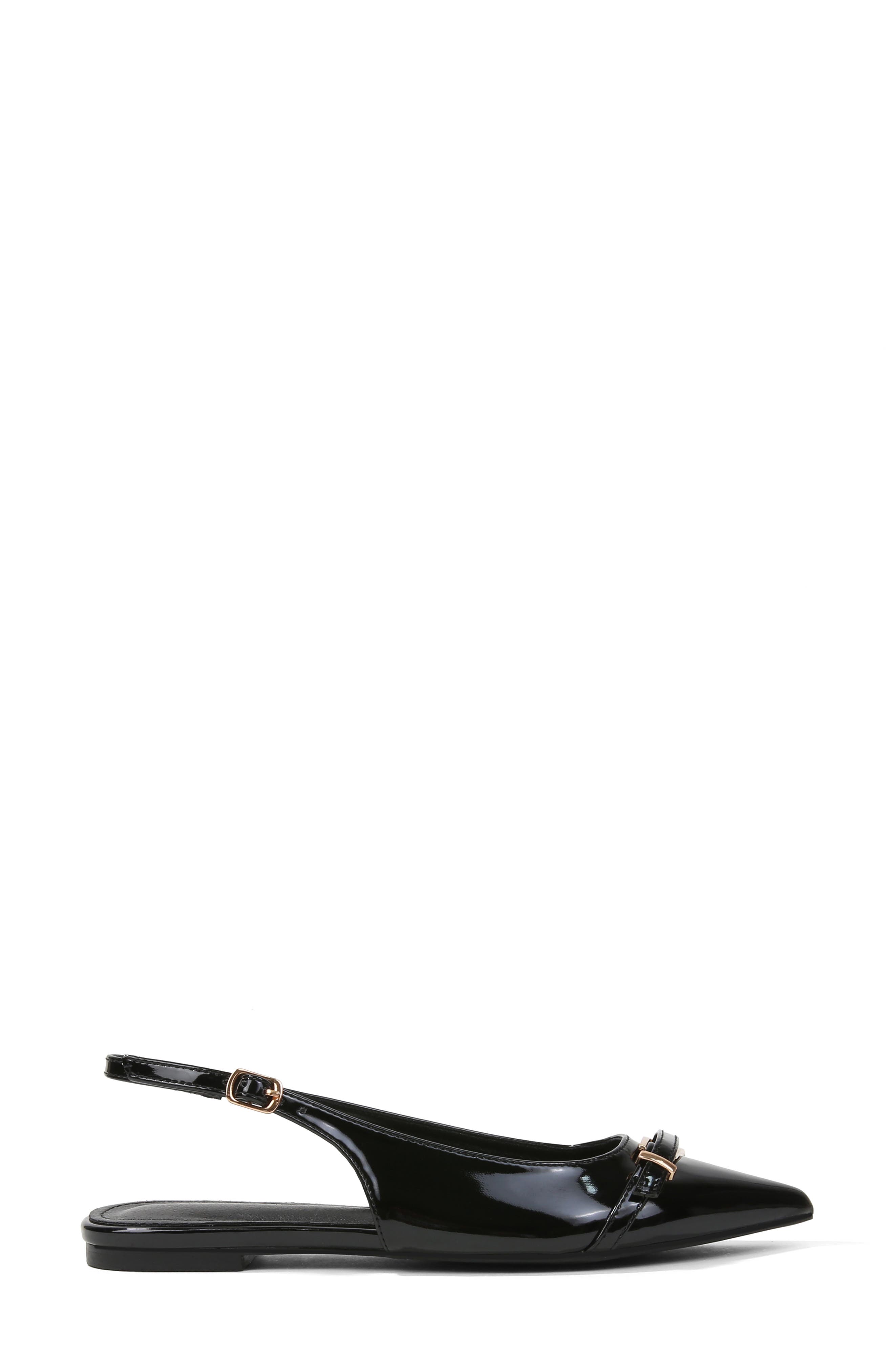 Chantal Pointed Toe Slingback Flat, Alternate, color, BLACK