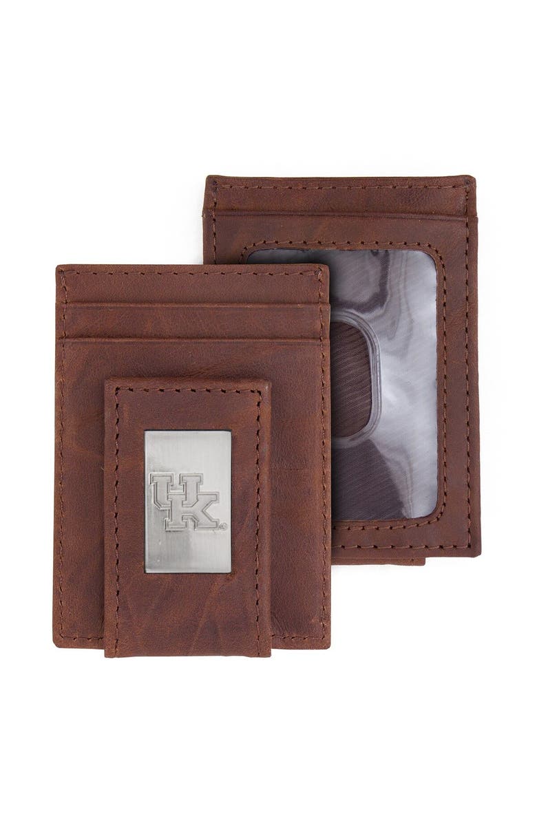 EAGLES WINGS Brown Kentucky Wildcats Leather Front Pocket Wallet, Main, color, 
