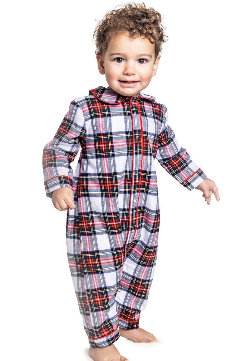Petite Plume Cambridge Balmoral Tartan Plaid Cotton Blend One-Piece Pajamas, Alternate, color,