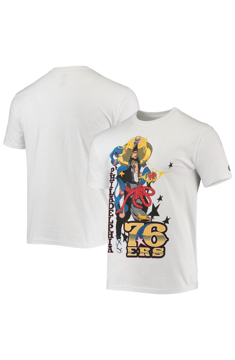 NBA X MCFLYY Men's NBA x McFlyy White Philadelphia 76ers Identify Artist Series T-Shirt, Main, color, White