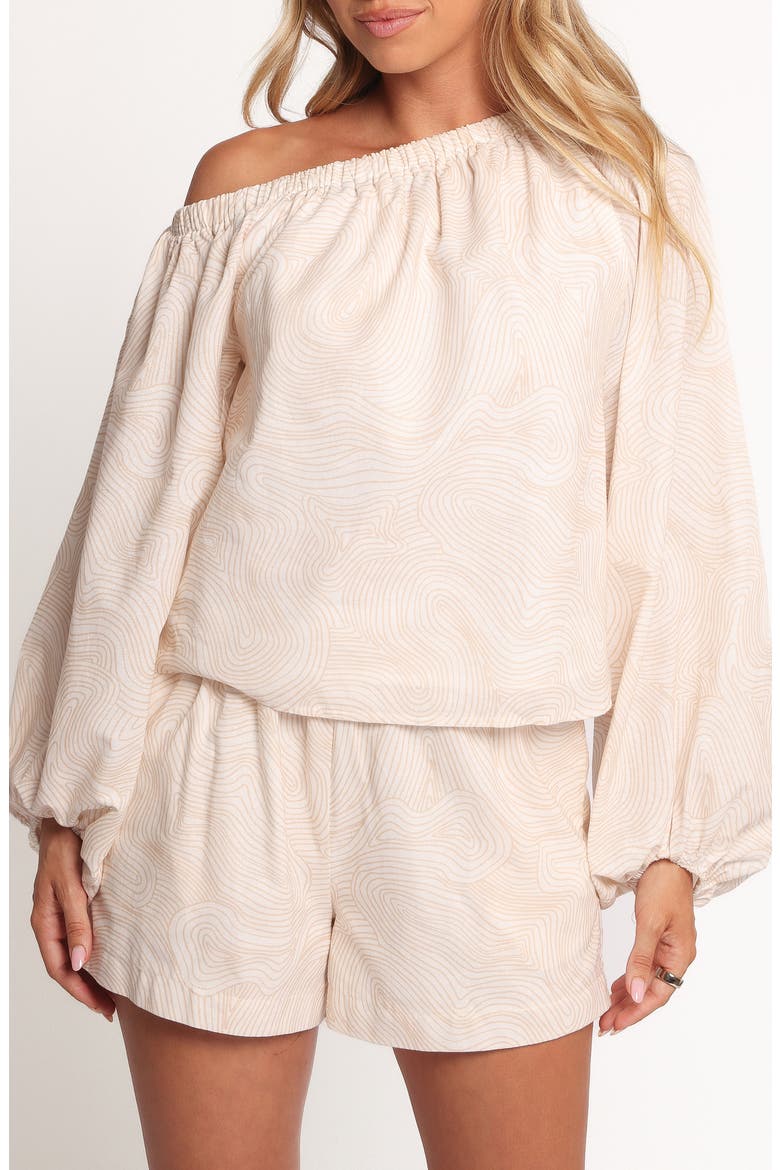 Zion One-Shoulder Cotton & Linen Top, Main, color, TAN SWIRL