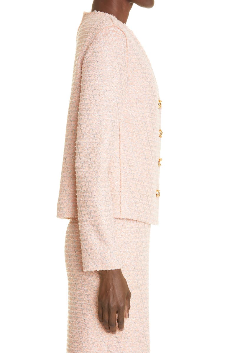 St. John Collection Raw Edge Sequin Tweed Knit Jacket, Alternate, color,