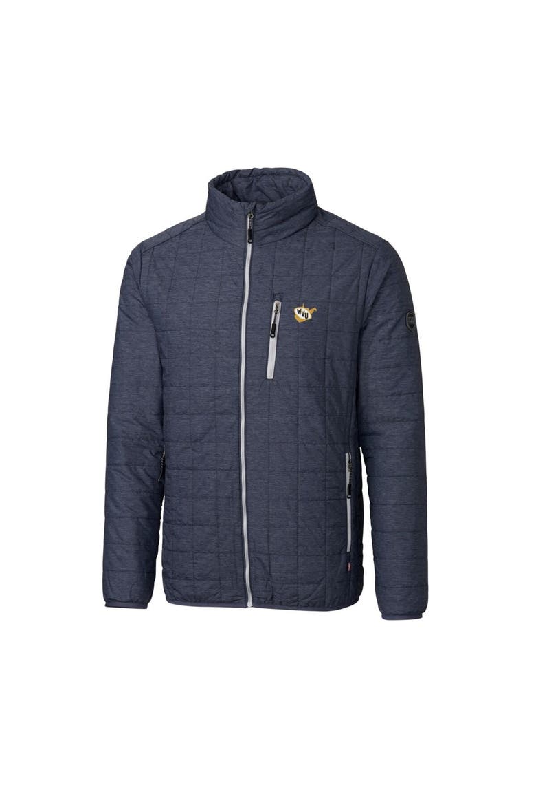 Men's Cutter & Buck Heather Navy West Virginia Mountaineers Team Logo Big & Tall Rainier PrimaLoft Eco Insulated Full-Zip Puffer Jacket, Alternate, color, Heather Navy