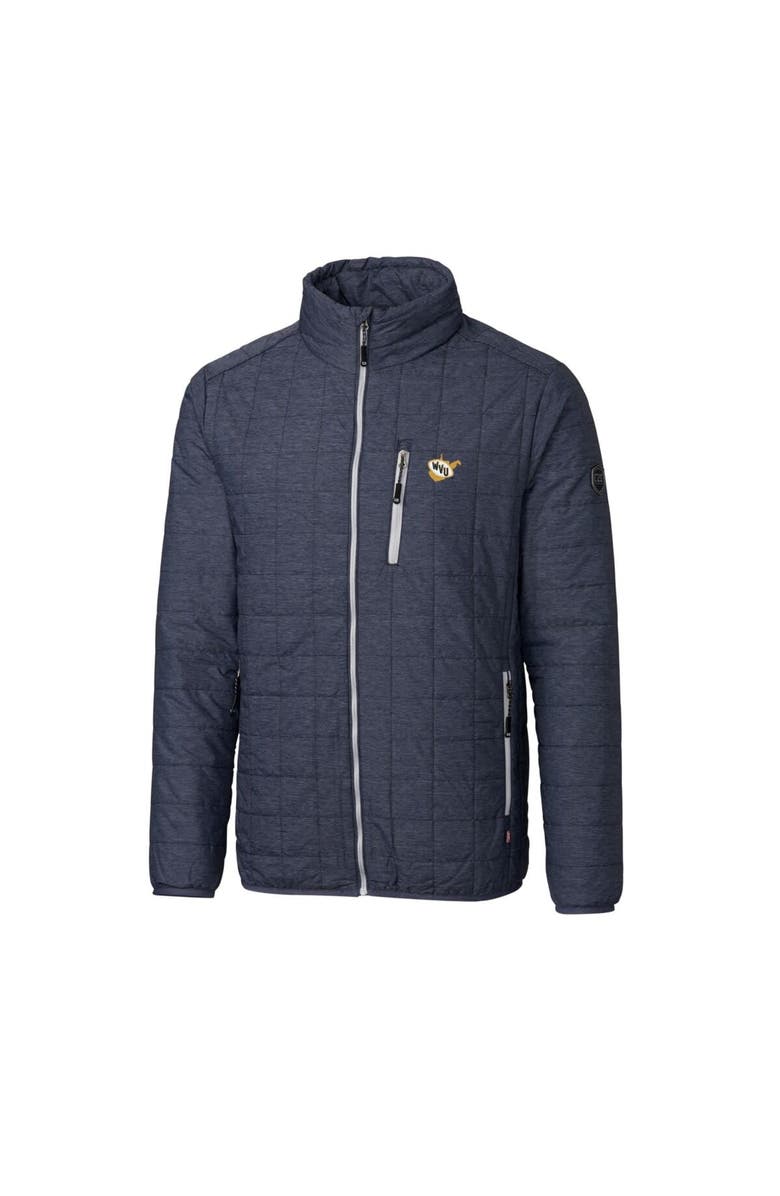 Cutter & Buck Men's Cutter & Buck Heather Navy West Virginia Mountaineers Team Logo Big & Tall Rainier PrimaLoft Eco Insulated Full-Zip Puffer Jacket, Alternate, color, Heather Navy