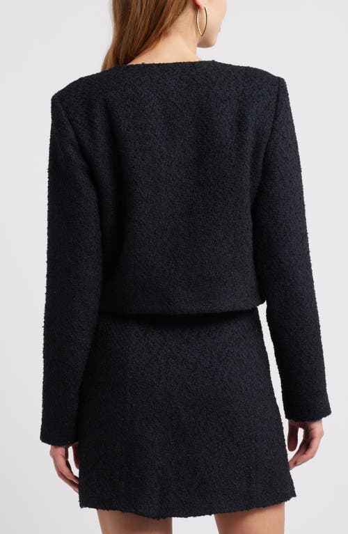 Open Edit Tweed Crop Jacket In Navy Blazer