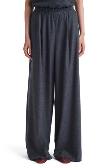 Twp Eva Stretch Wool Wide Leg Pants In Gray