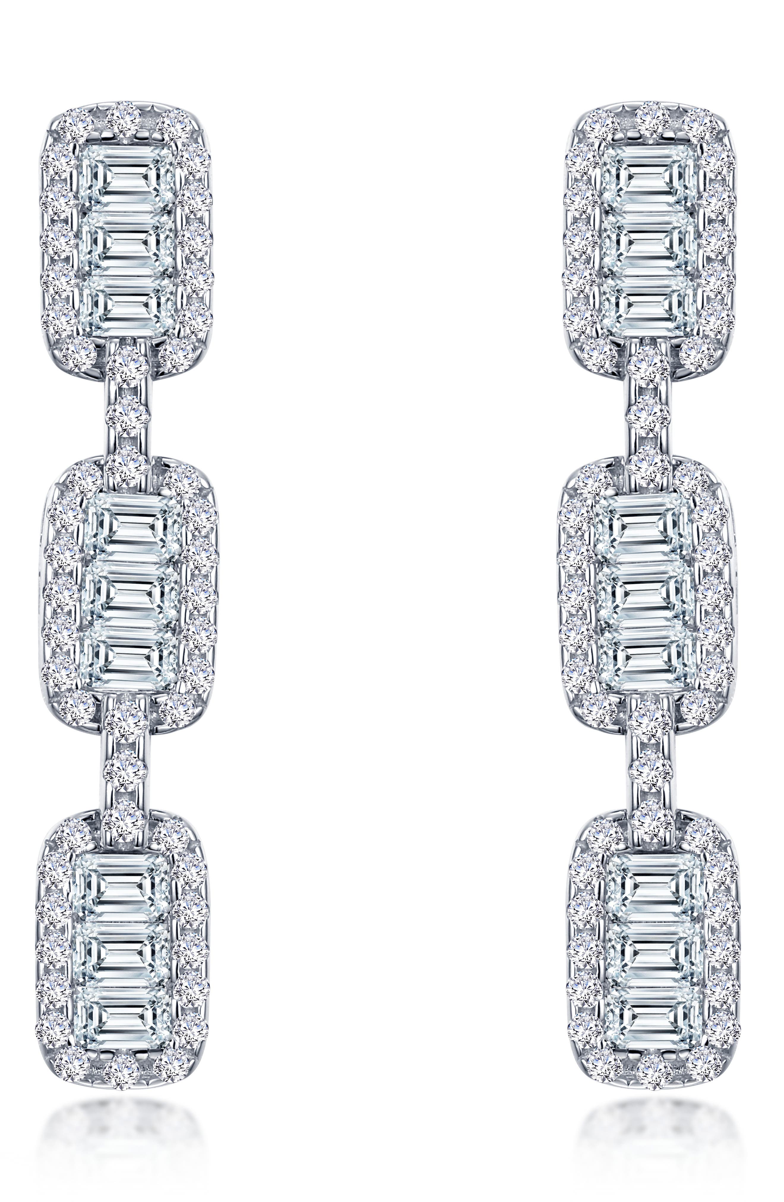 Baguette Simulated Diamond Drop Earrings