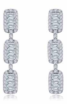 Baguette Simulated Diamond Drop Earrings