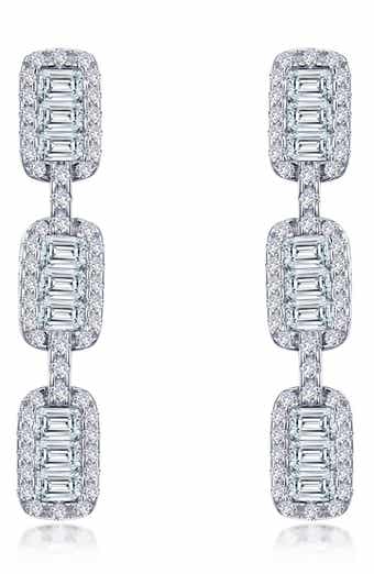 Baguette Simulated Diamond Drop Earrings