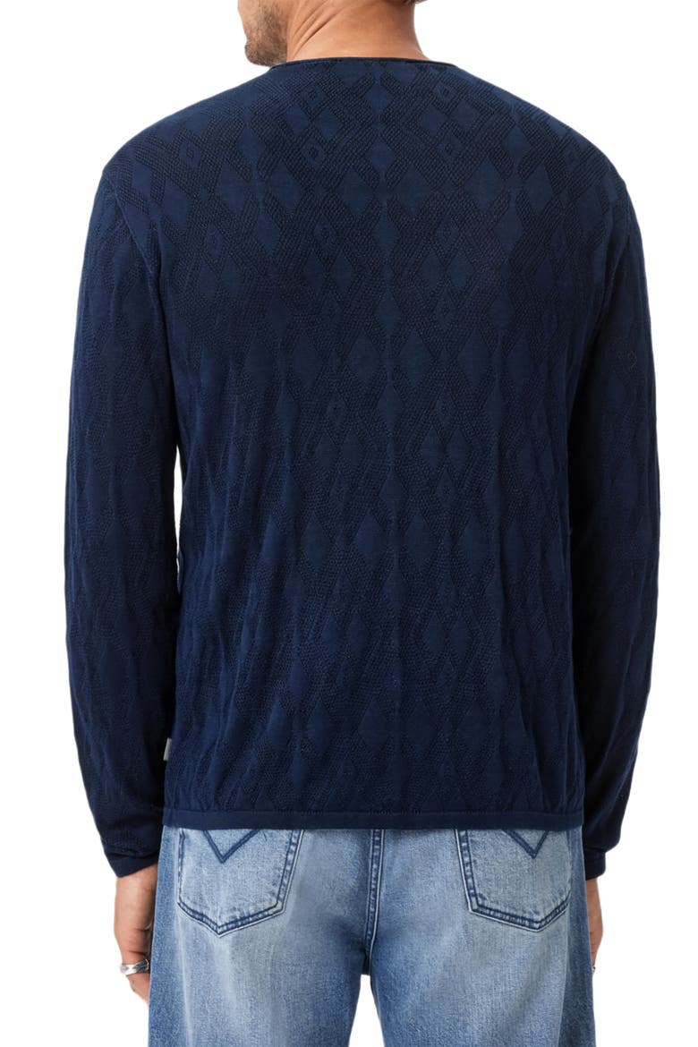 Brycen Broken Argyle Organic Cotton Sweater, Alternate, color, NAVY