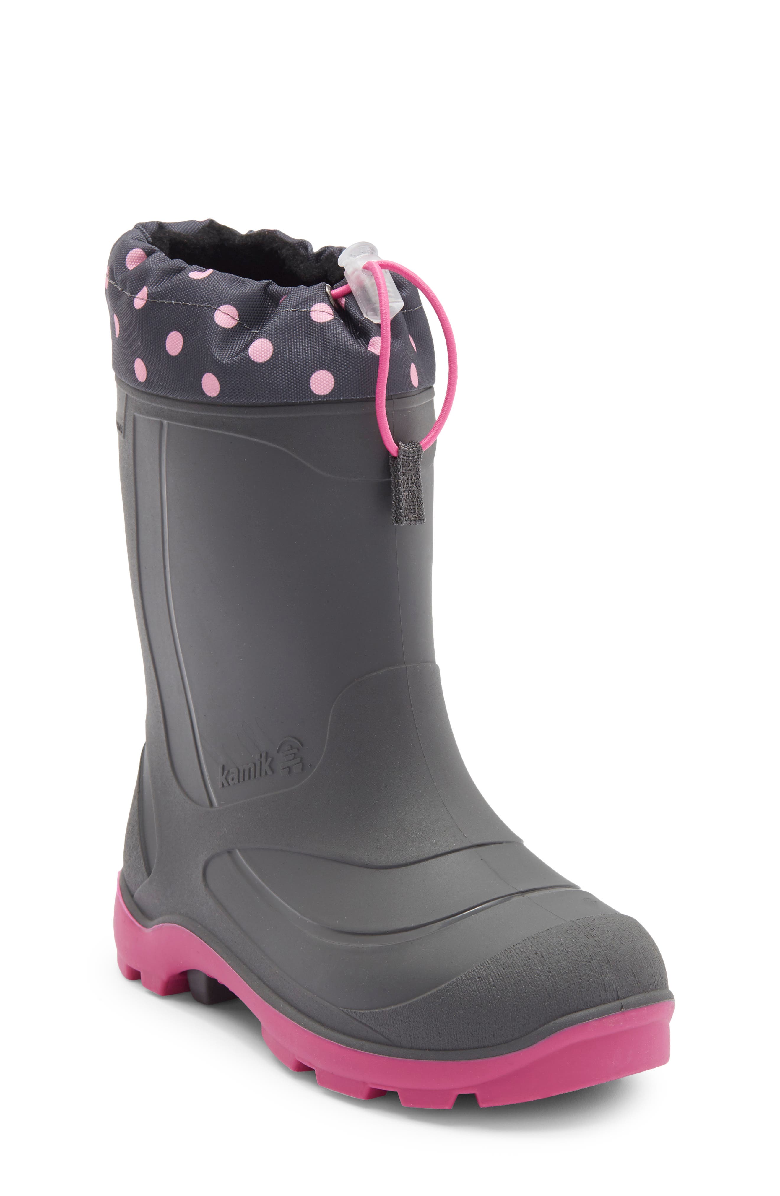 Kamik Kids' Snobuster 2 Waterproof Snow Boot, Main, color, Charcoal/ Magenta