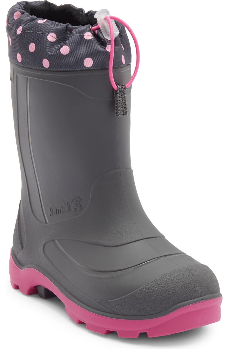 Kamik Kids' Snobuster 2 Waterproof Snow Boot, Main, color, Charcoal/ Magenta