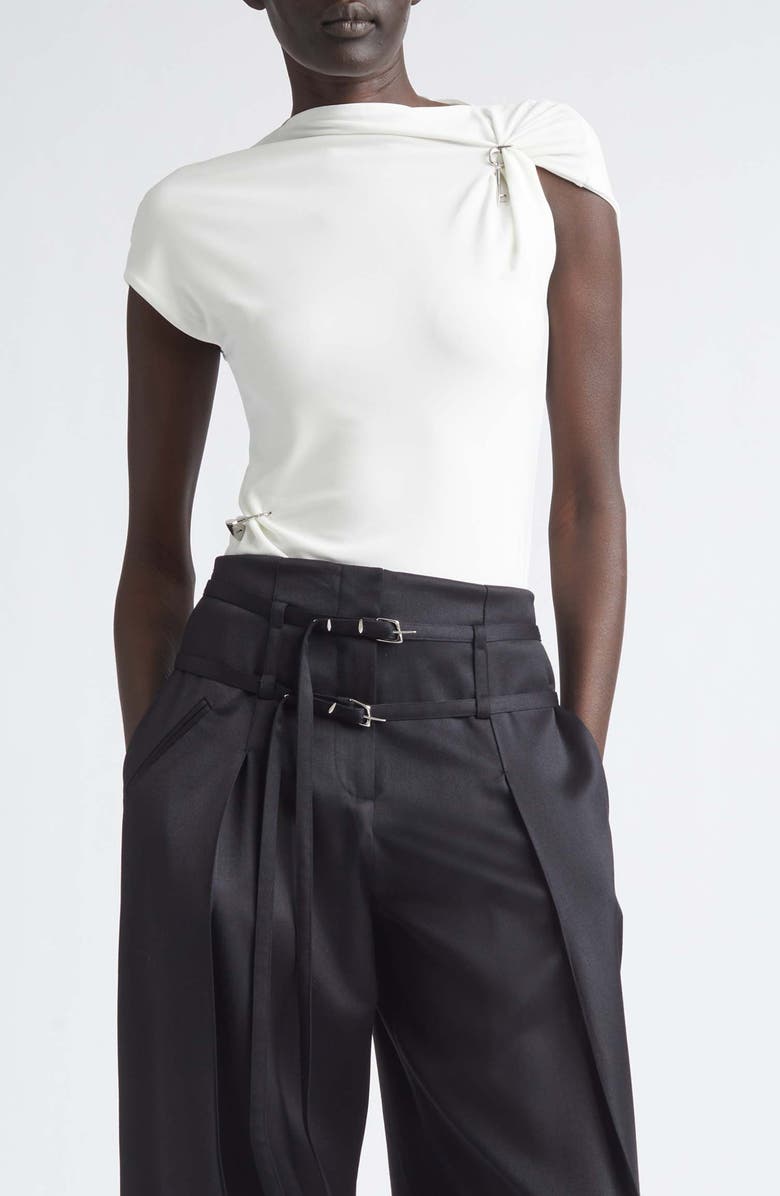 GRACE LING Relic Charms Jersey Mock Neck Top, Main, color, White