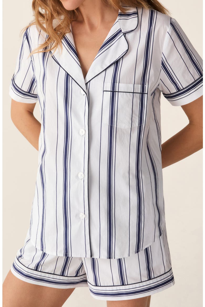 Stripe Cotton Poplin Short Pajamas, Alternate, color, NAVY
