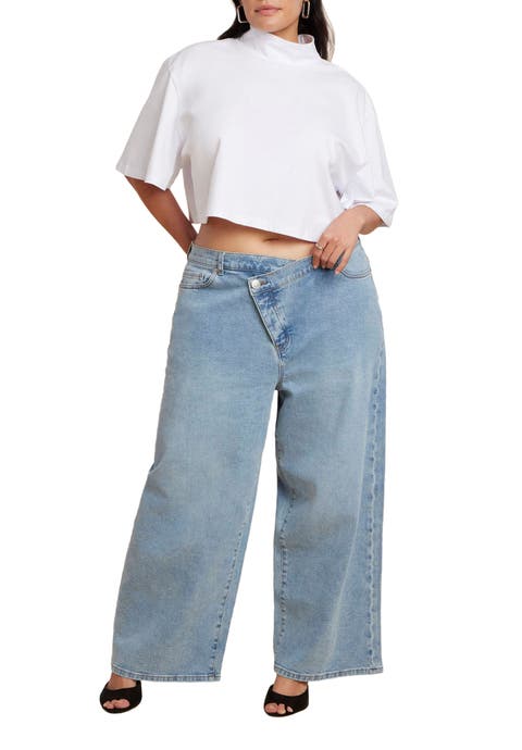 Overlap Waist Wide Leg Jeans (Plus Available)