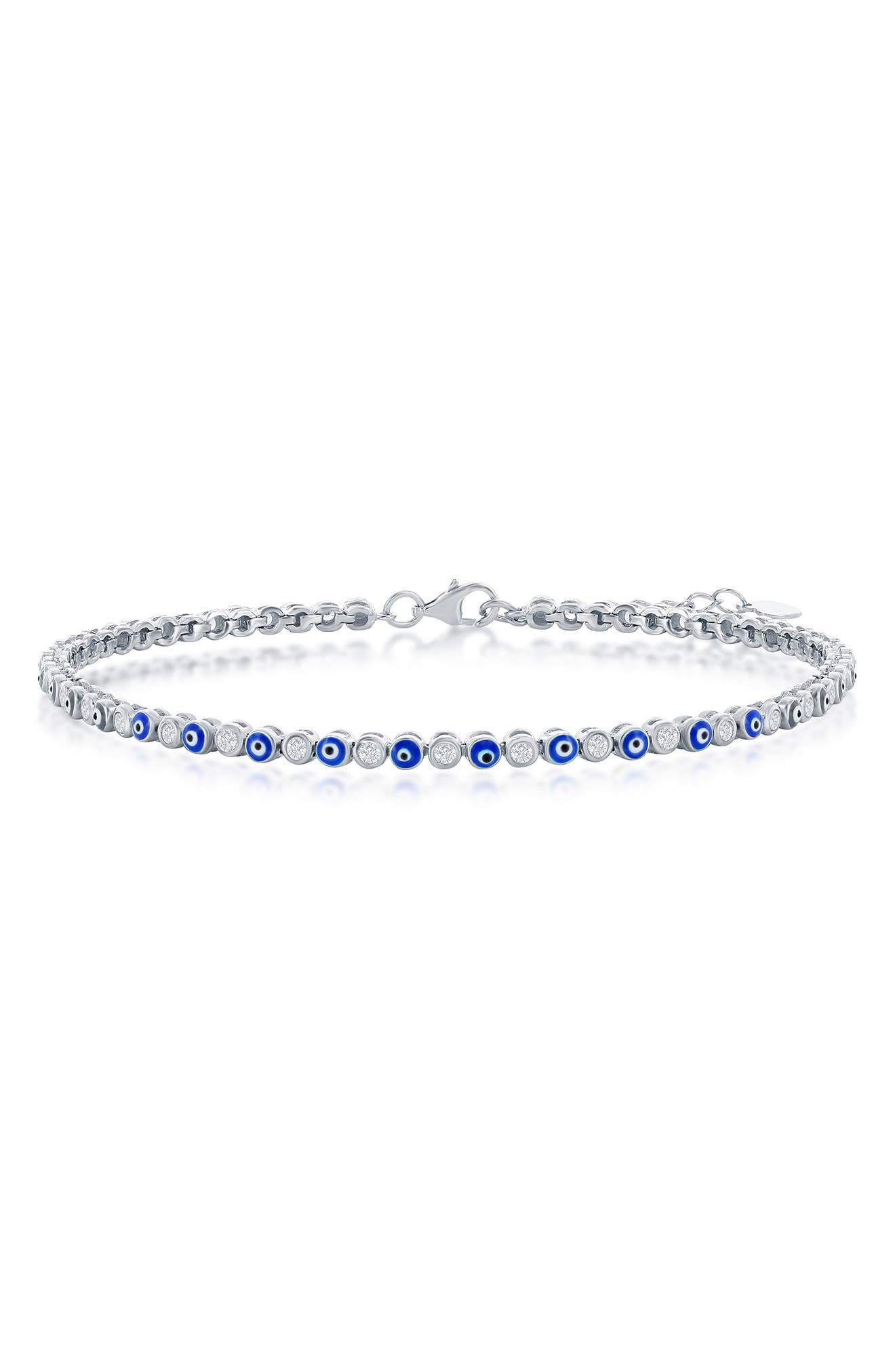 SIMONA Sterling Silver Evil Eye Tennis Bracelet