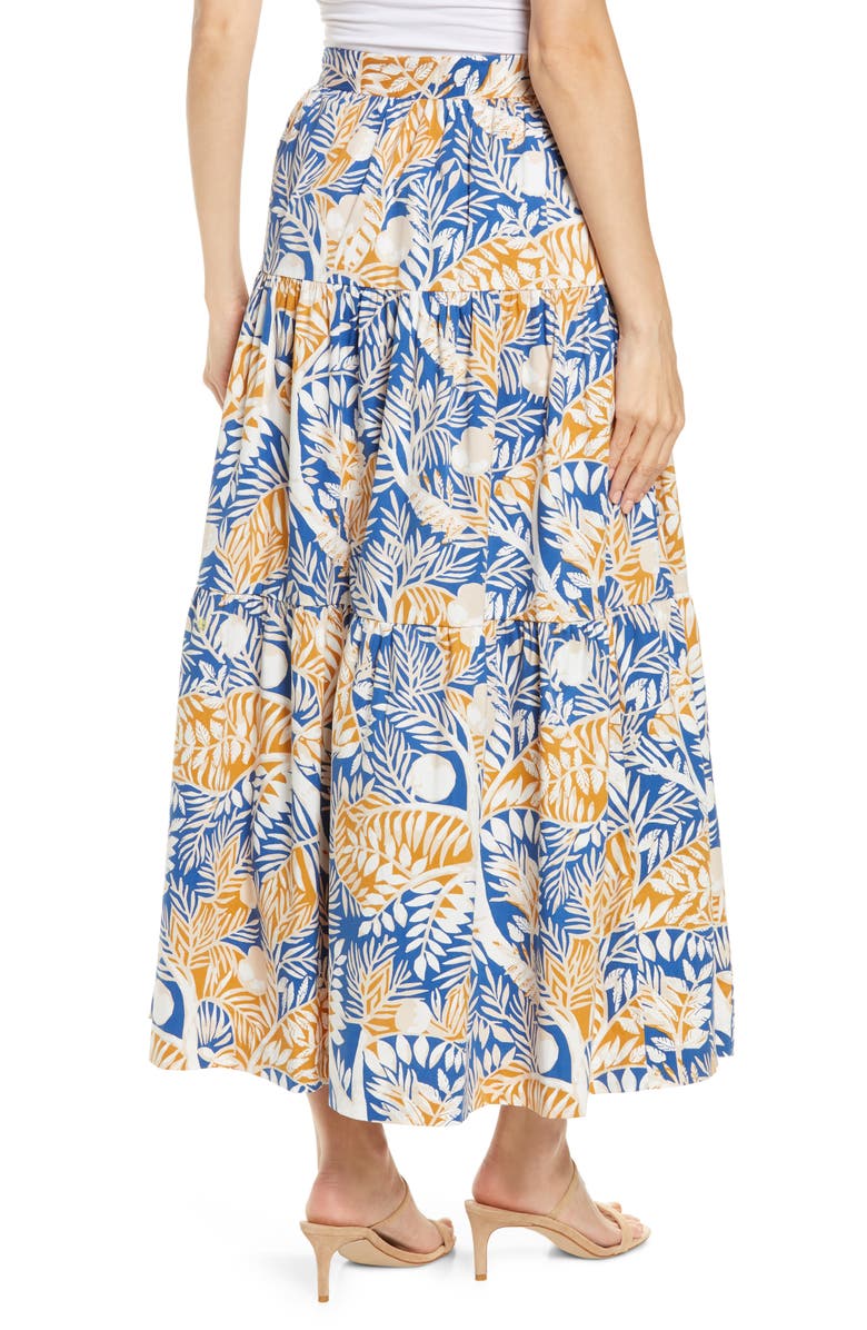 STAUD Sea Leaf Print Maxi Skirt, Alternate, color, 