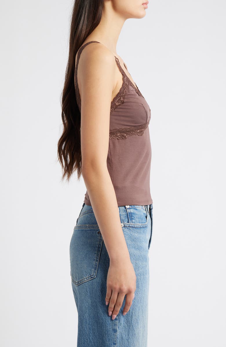 BDG Urban Outfitters Lace Trim Camisole, Alternate, color, Brown