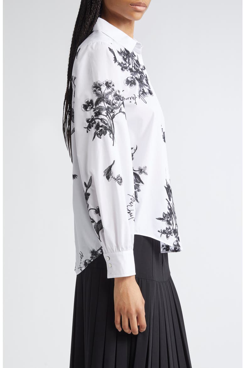Esha Wildflower Whimsy Button-Up Shirt, Alternate, color, WHITE/ BLACK