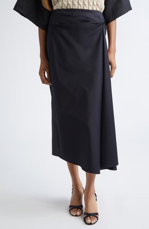 Paggi Asymmetrical Stretch Sateen Midi Skirt