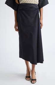 Max Mara Paggi Asymmetrical Stretch Sateen Midi Skirt