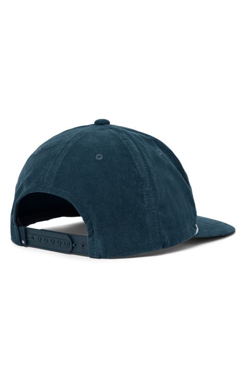 Travismathew One For The Money Snapback Corduroy Baseball Cap In Mood Indigo/vintage Indigo