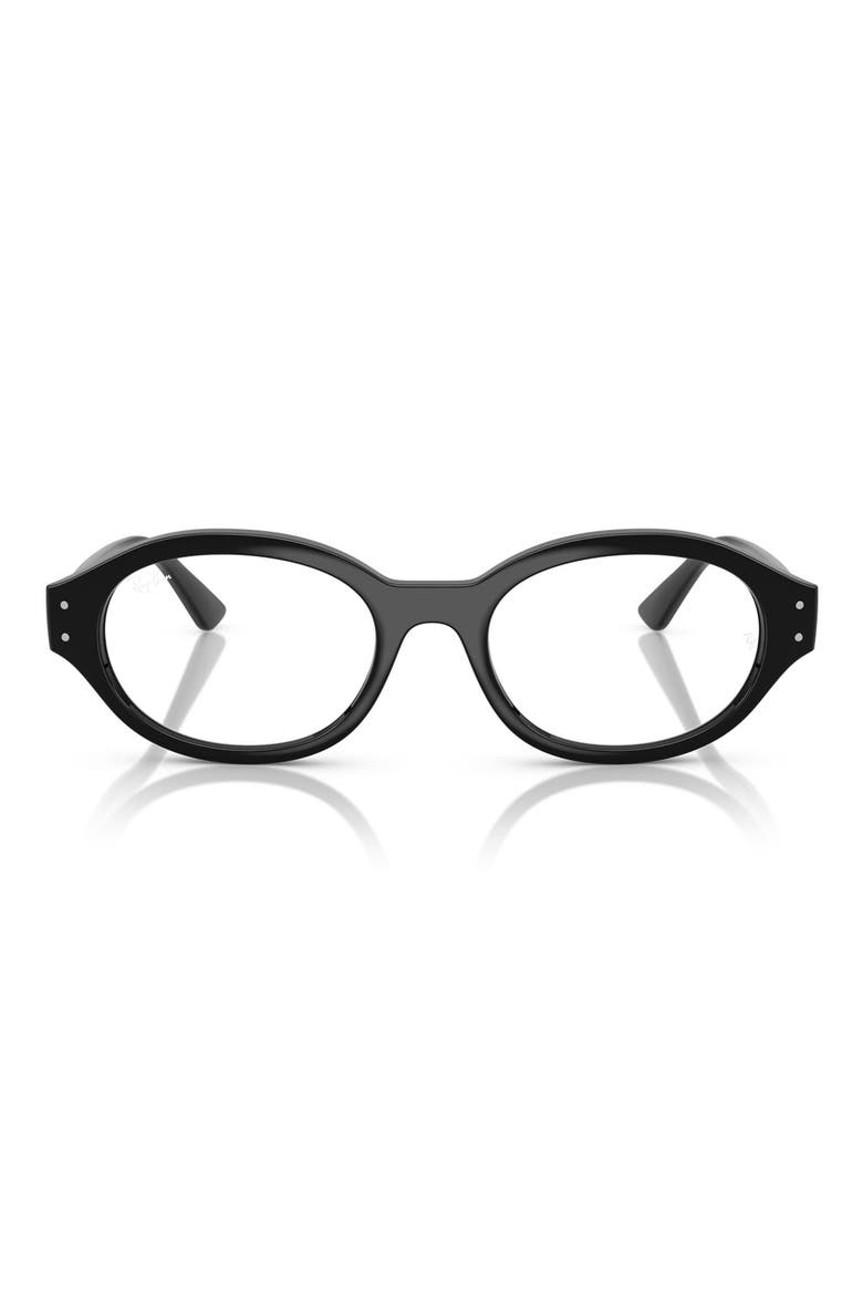 52mm Oval Optical Glasses, Main, color, BLACK
