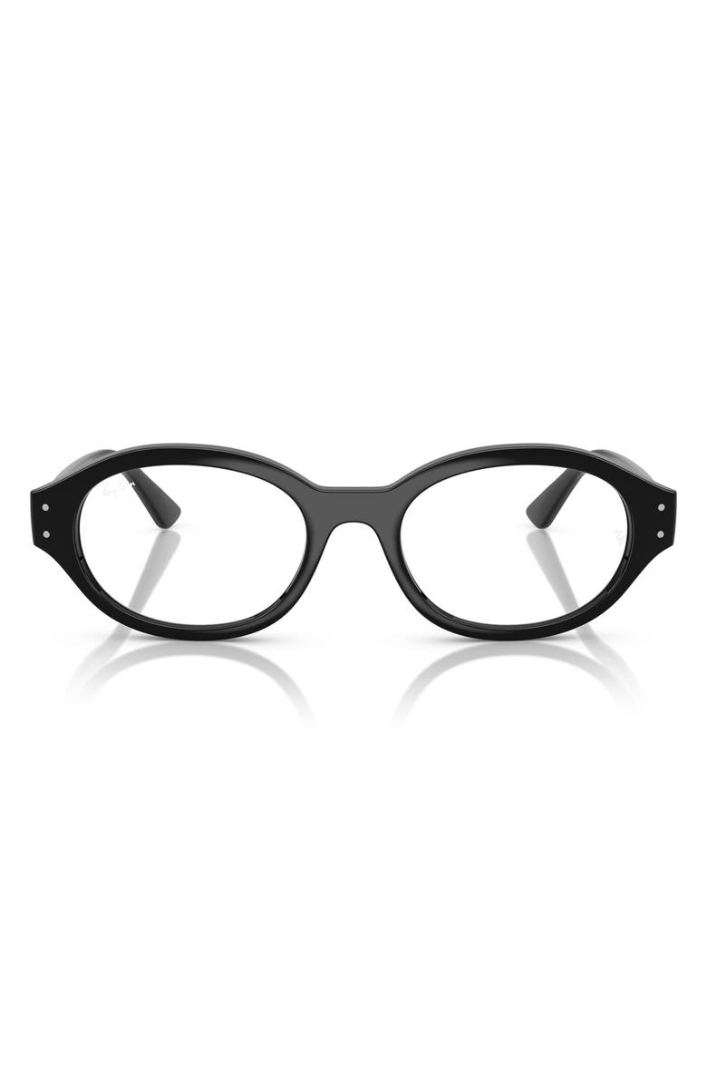 Ray-Ban 52mm Oval Optical Glasses, Main, color, Black