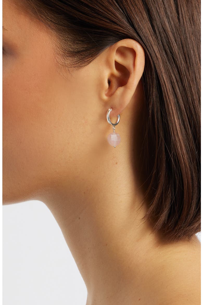 Lucia Quartz Huggie Earrings, Alternate, color, STERLING SILVER/ PINK QUARTZ