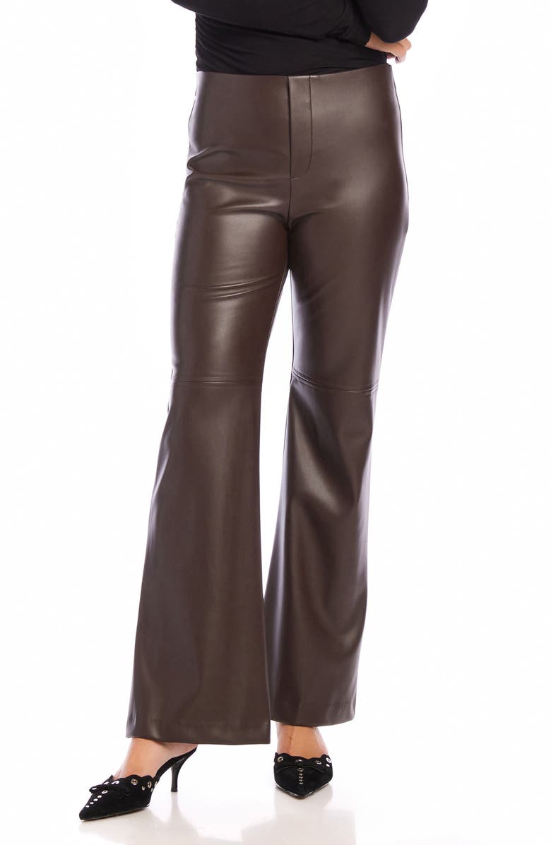 FIFTEEN TWENTY Finley High Waist Faux Leather Bootcut Pants, Main, color, Brown