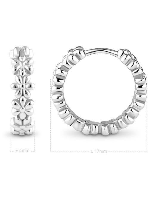 Devata Daisy Flower Hoop Earrings In Metallic