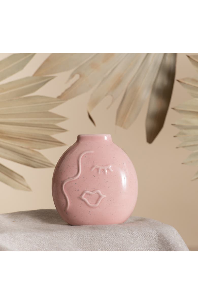 Totalee Gift Pink Face Flat Vase Ceramic Pink, Alternate, color, 