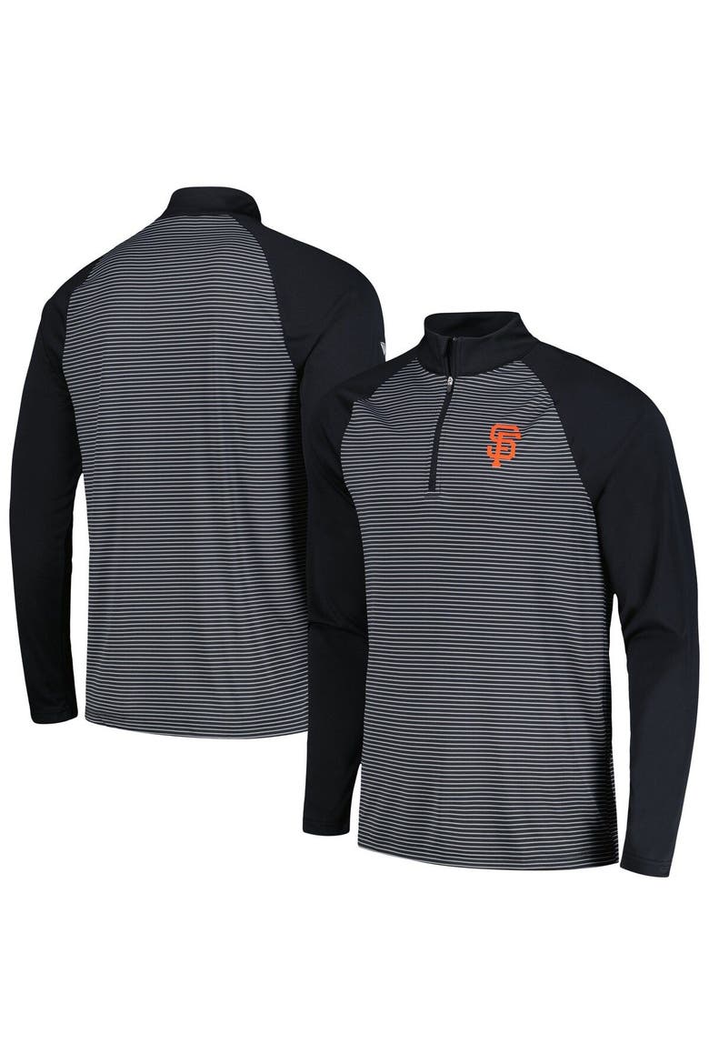 Men's Levelwear Black San Francisco Giants Charter Striped Raglan Quarter-Zip Top, Main, color, Black