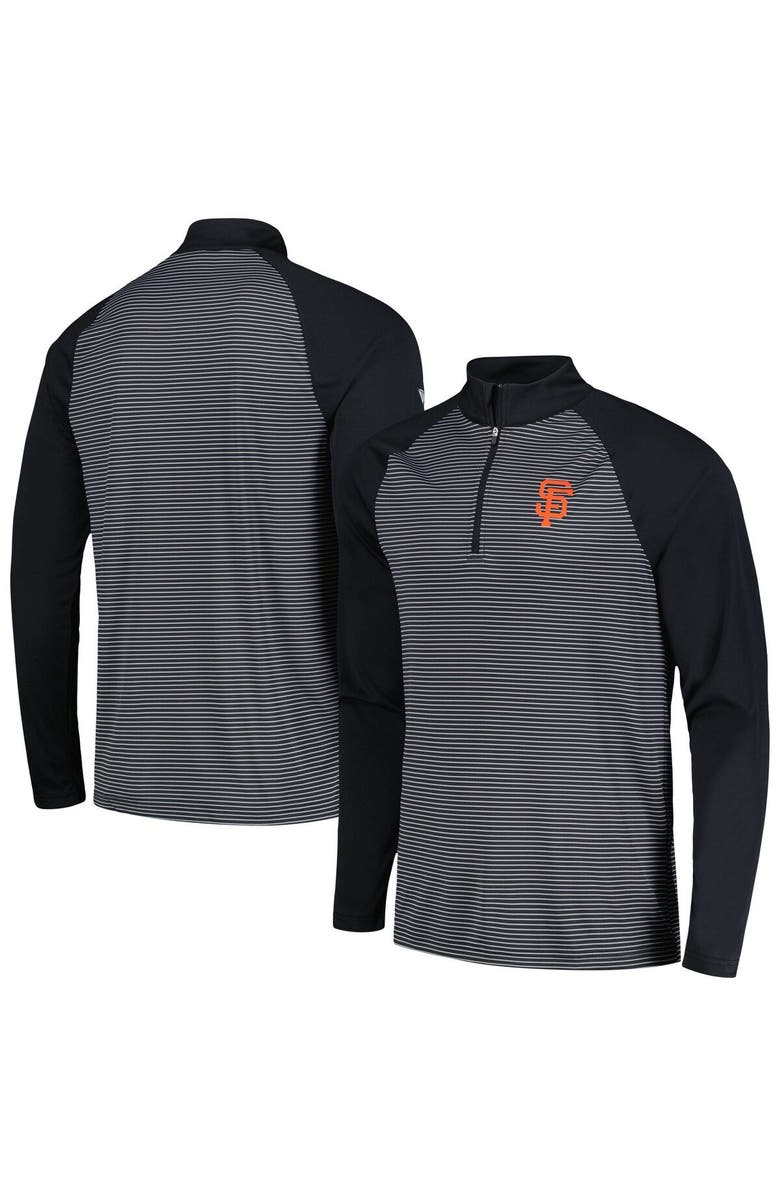 LEVELWEAR Men's Levelwear Black San Francisco Giants Charter Striped Raglan Quarter-Zip Top, Main, color, Black