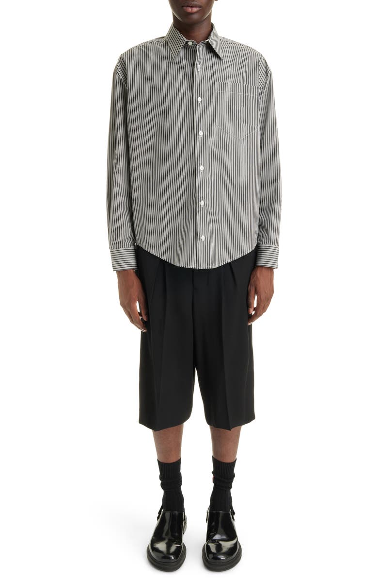 AMI PARIS Ami de Coeur Boxy Fit Stripe Cotton Oxford Button-Up Shirt, Alternate, color, 