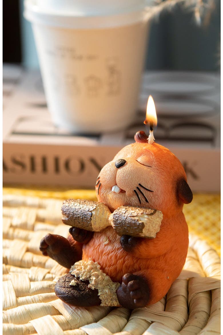 Busy Beaver Candle, Alternate, color, Burnt Orange