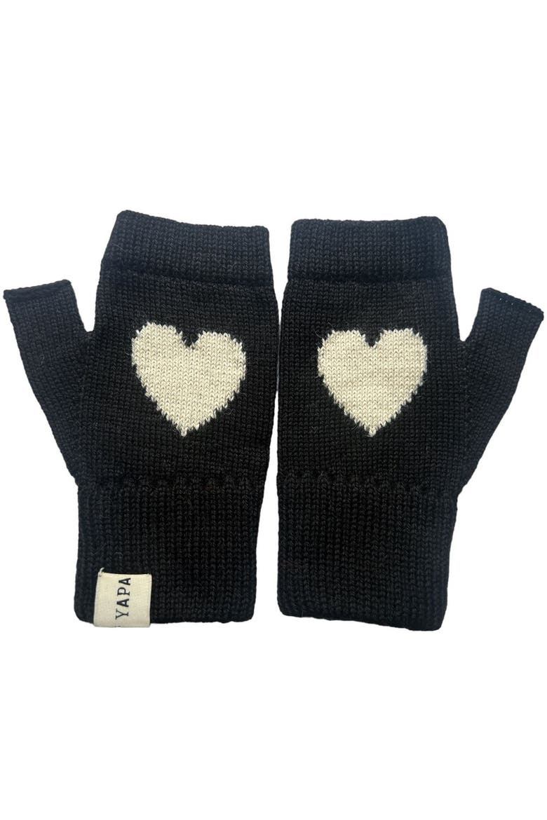 Heart Mittens, Main, color, Black White