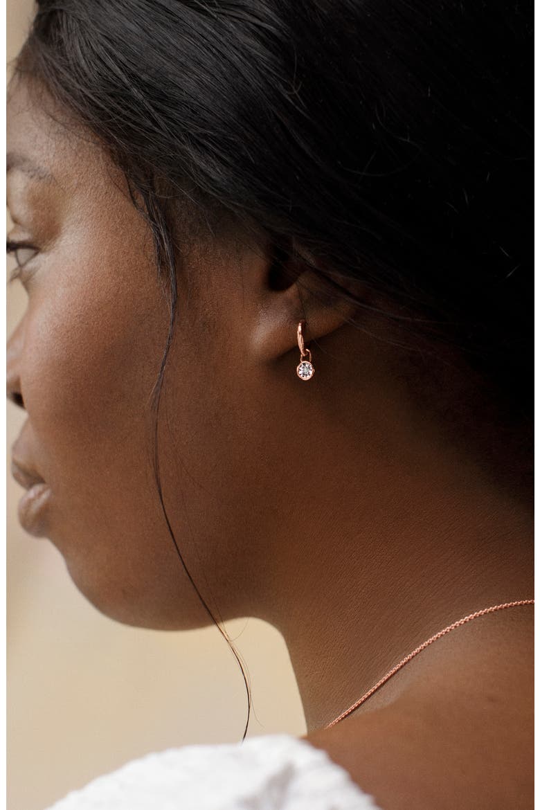 Diamond Essential Huggie Earrings, Alternate, color, ROSE GOLD