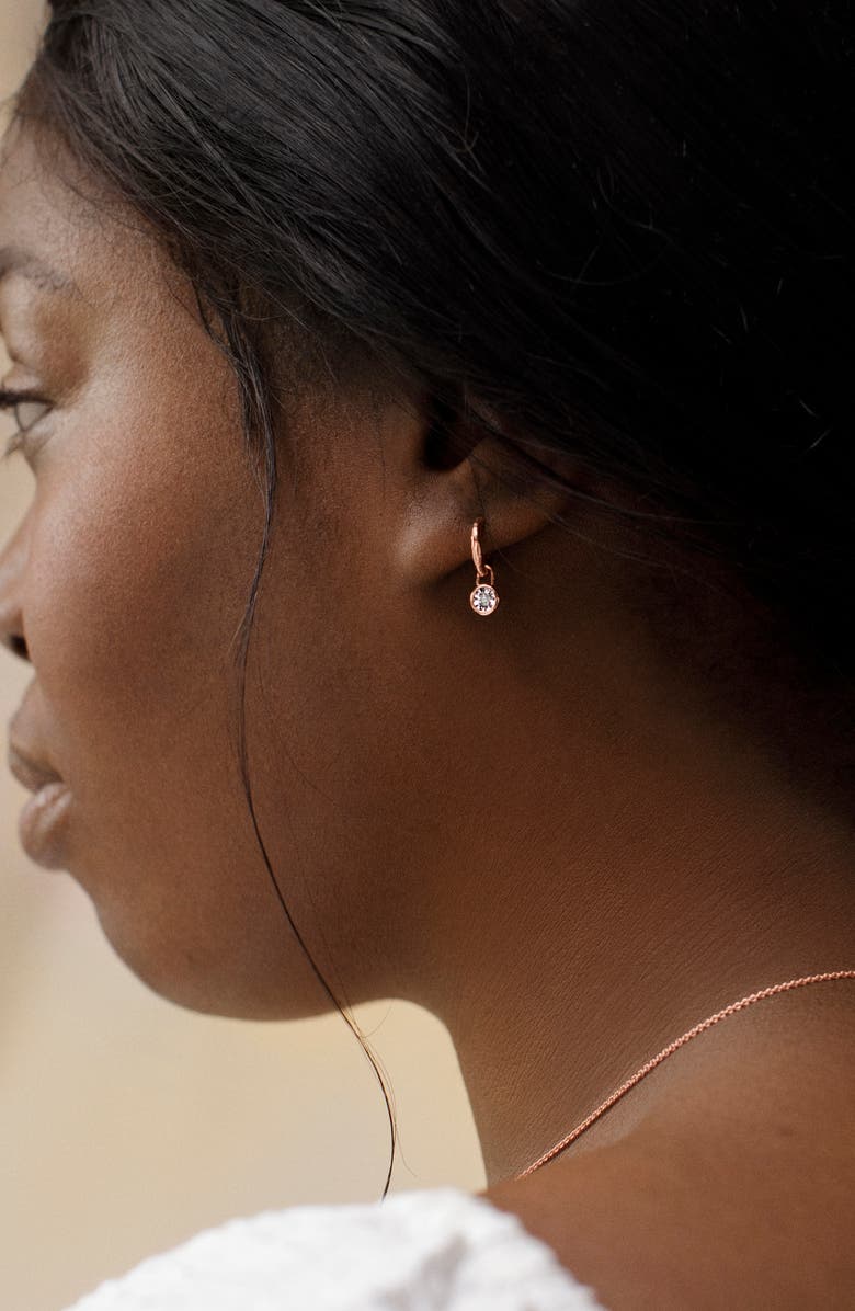 Monica Vinader Diamond Essential Huggie Earrings, Alternate, color, Rose Gold