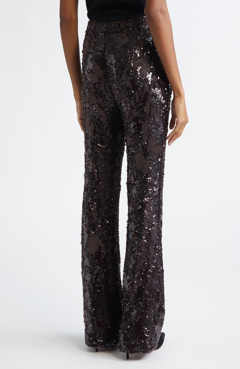 Veronica Beard Collier Sequin Skinny Flare Leg Pants, Alternate, color, Dark Currant