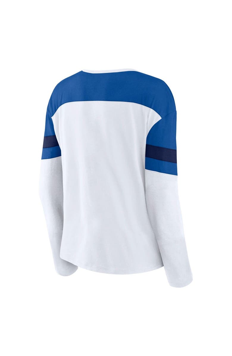 FANATICS Women's Fanatics White/Blue New York Rangers Frozen Long Sleeve Notch Neck T-Shirt, Alternate, color, White