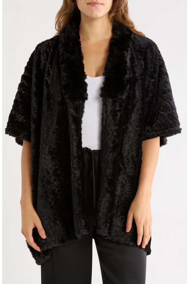 Textured Knit Poncho, Main, color, BLACK